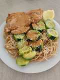 Escalope de Veau Sauce Citronnée avec Spaghetti et Courgettes