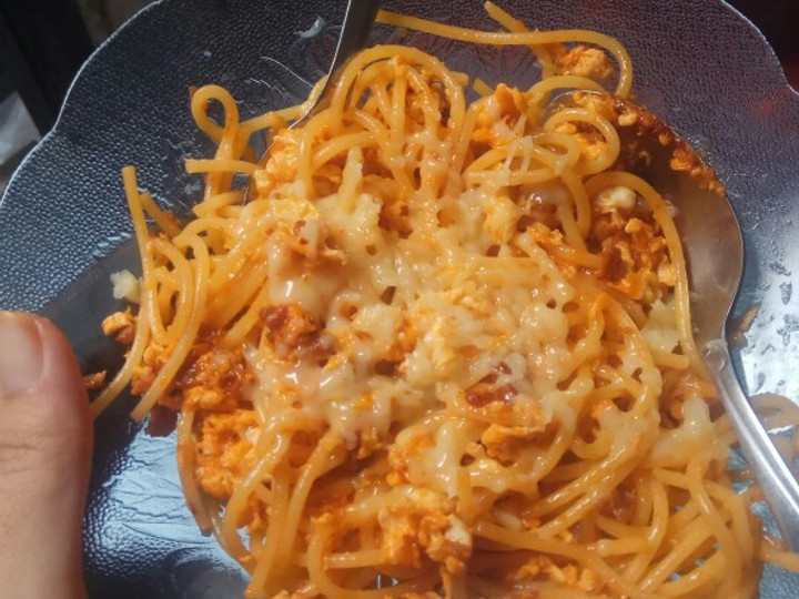 Wajib coba! Resep bikin Spaghetti mozzarella saus telur bolognese  enak