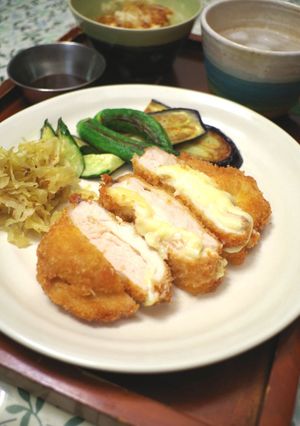 A picture of Cheese chicken katsu.