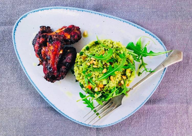 BBQ csirkeszárnyak bulgur salátával