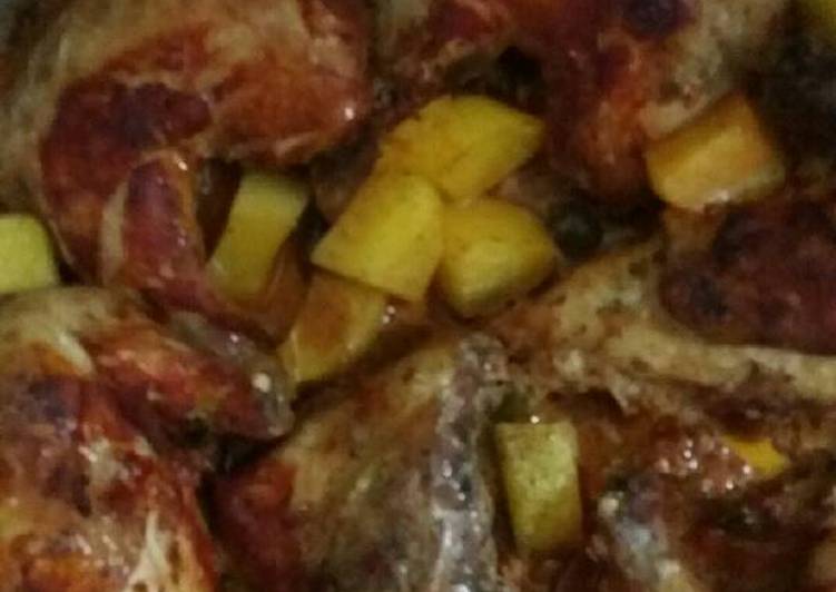 صينية الدجاج بالبطاطس والفلفل الحار