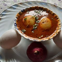 A picture of Nagpuri Spicy sawji masala egg curry.