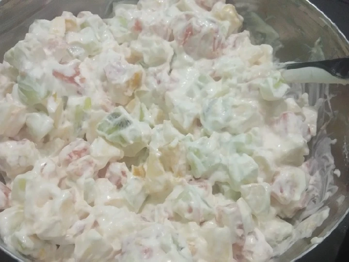Cara Gampang Membikin Resep Salad buah sehat/tanpa SKM n mayonaise yang Enak Banget Anti Ribet, Lezat