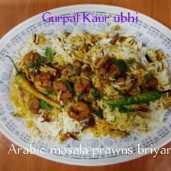 A picture of Arabic masala prawns Biryani.