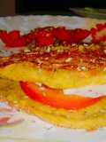 Dosa, con zapallitos rallados, rellena de tomate y queso 👏