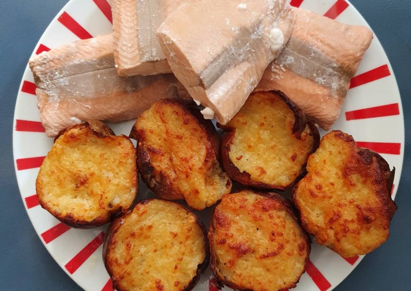 Twice baked Jackets with Salmon