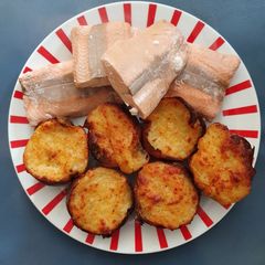 A picture of Twice baked Jackets with Salmon.