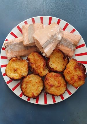 A picture of Twice baked Jackets with Salmon.