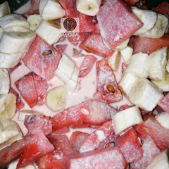 A picture of Watermelon banana fruit salad.