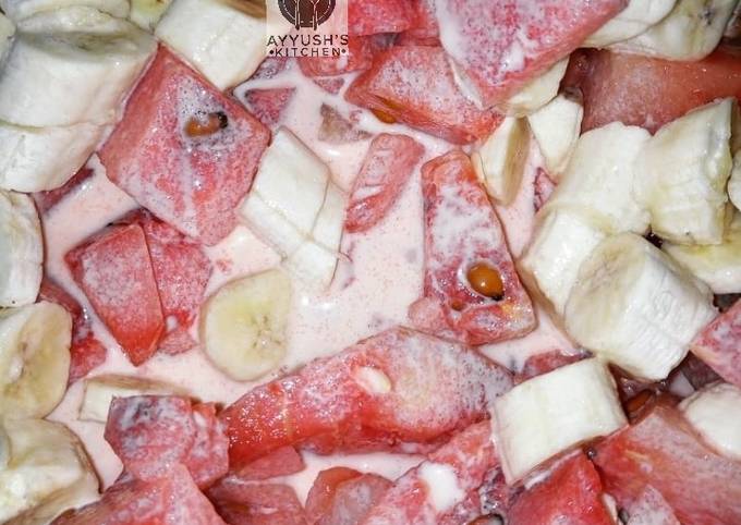 Watermelon banana fruit salad