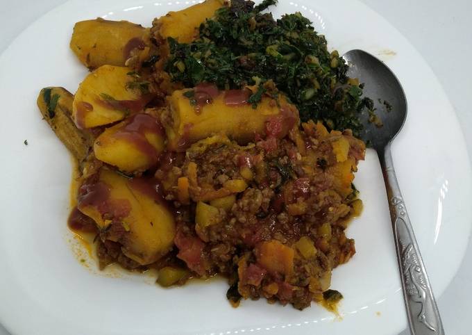 Matoke with minced meat#lovedish#marathon recipe