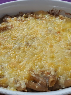 Una foto de Macarrones integrales con salsa de champiñones (aprovechamiento)