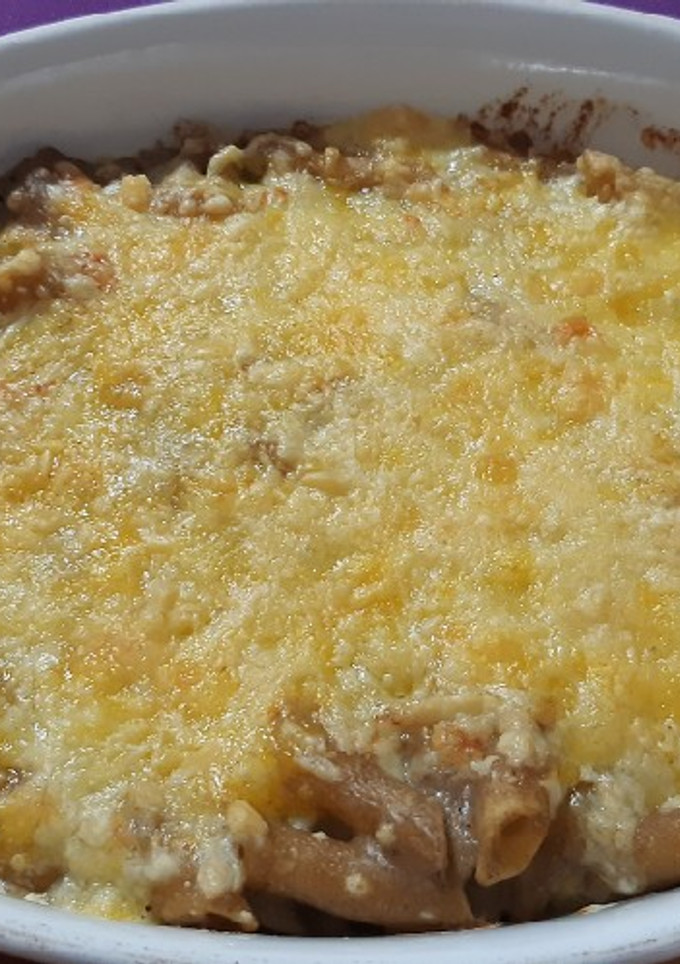 Una foto de Macarrones integrales con salsa de champiñones (aprovechamiento)