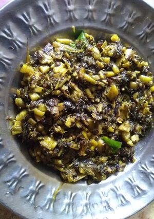 A picture of Steam amarnath leaves fry (Data sak bhaja).