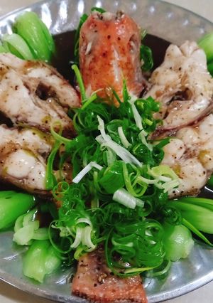 Hình của món Cá điêu hồng hấp cải thìa.