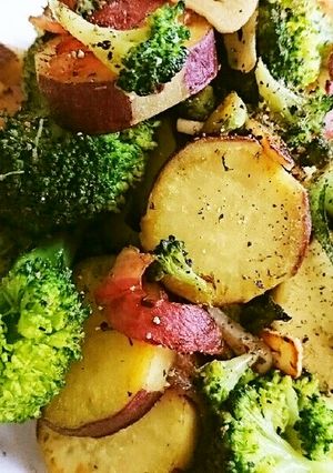 A picture of Warm Sweet Potato and Broccoli Salad.