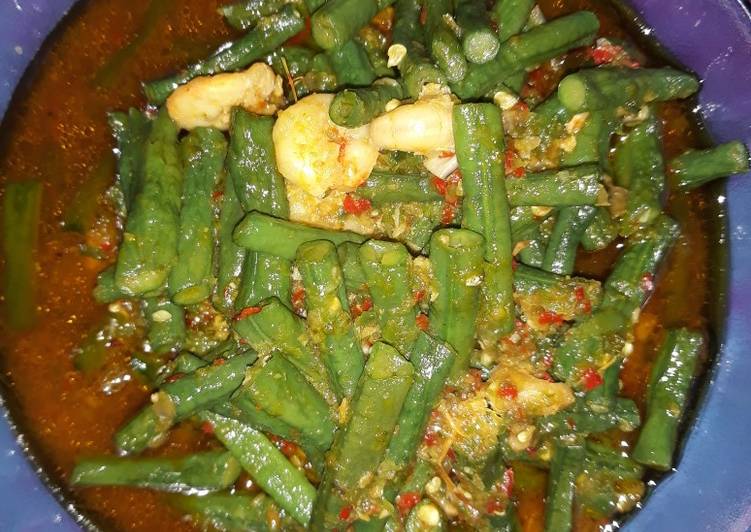 Tumis kacang panjang + udang