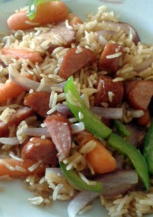 A picture of Smoked Sausage & Rice Skillet Dinner.