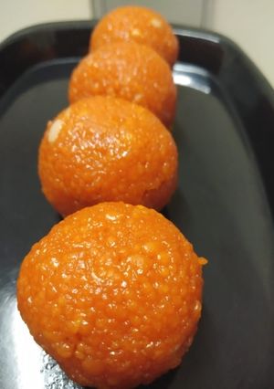 A picture of Motichoor ladoo recipe.