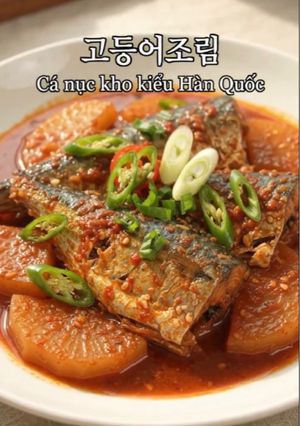 Hình của món Cá nục kho kiểu Hàn Quốc.
