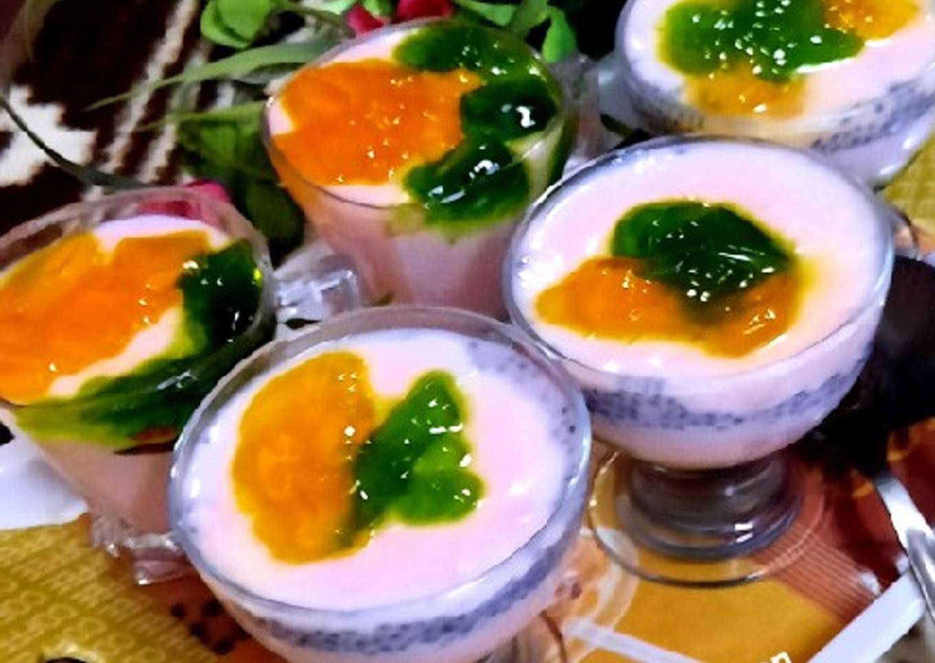 Orange jello Strawberry trifle