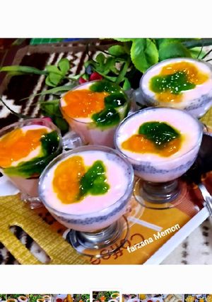 A picture of Orange jello Strawberry trifle.