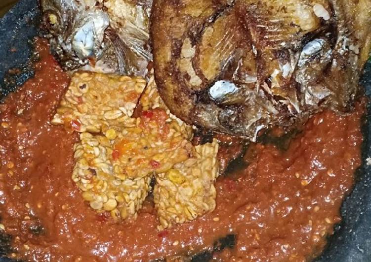 Proses meracik Mujahir goreng sambal tomat yang Bisa Manjain Lidah