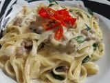 Spicy Fettuccine with Spinach