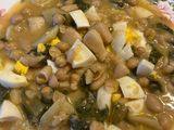 Potaje de alubias y garbanzos con acelgas, gambas y calamares!!! En olla GM H de luxe