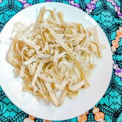 A picture of Homemade pasta (fettuccine) from scratch.