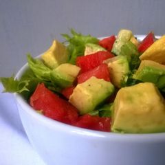 A picture of Avocado Watermelon Salad with Lemon Pepper Dressing.