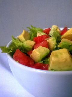 A picture of Avocado Watermelon Salad with Lemon Pepper Dressing.