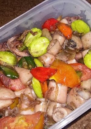 Foto resep Cumi asin with green diamond