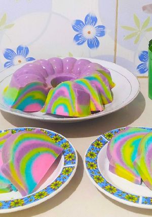 Foto resep Puding roti pelangi