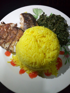 A picture of Fish fillet,rice and spinach #maindish#teamalpha#luhyalocaldish.