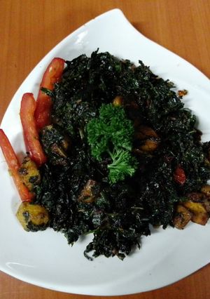 A picture of Baby spinach & potato sabzi 🥬🥔.
