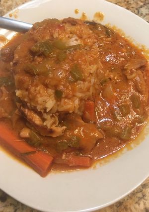 A picture of American virgin of African Peanut butter stew.