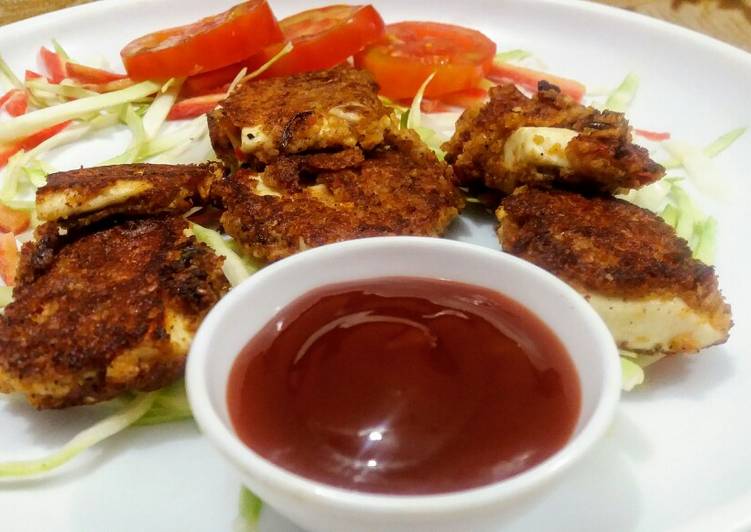 Recipe of Super Quick Homemade Pan fried garlic paneer