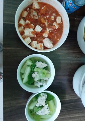 Hình của món Đậu hủ cá thác lác sốt cà + canh bầu cải xanh cá thác lác.