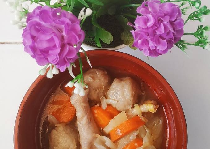 Resep Sop bakso ceker Anti Gagal