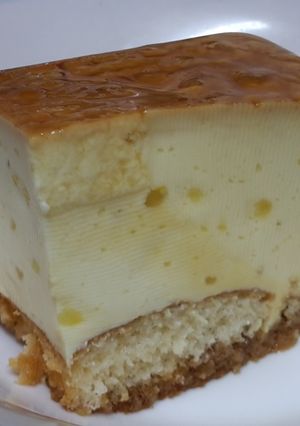 Una foto de Flan de soja, queso y nata
