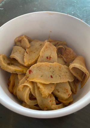 Hình của món Chả cá ba sa xào kim chi.