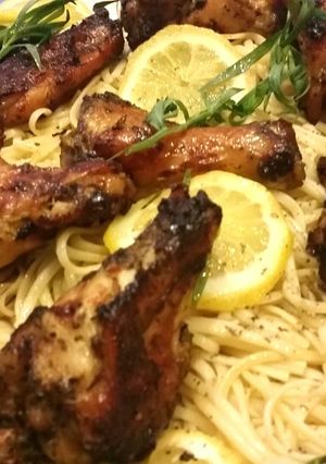 A picture of BIANCO MEATS- Tuscan Roasted Chicken over Cacio Pepe Linguine,,.