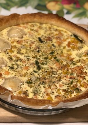 Foto principal de Quiche de salmón y espárragos. Semana 37 de embarazo!