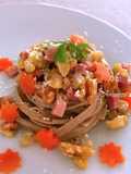 Tagliatelle di grano saraceno con castagne e noci