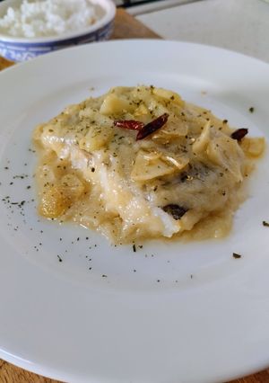 Una foto de Bacalao skrei al cepil