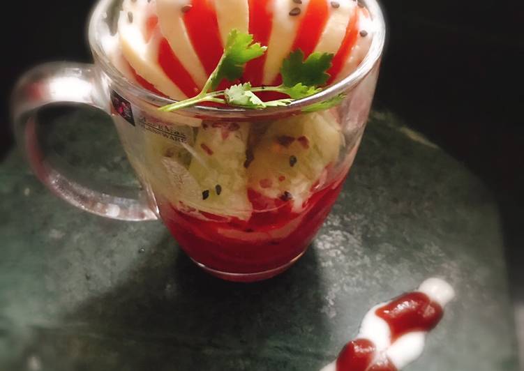 Recipe of Perfect Layered Cup Caprese Salad with Curd dressing