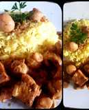 Tofu con champiñones y arroz de guarnición. #delantaldorado