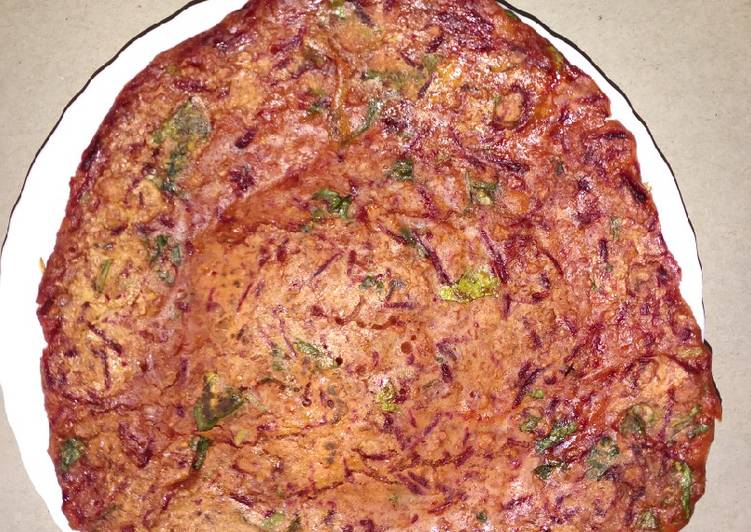 Recipe of Any-night-of-the-week Oats besan beetroot chilla