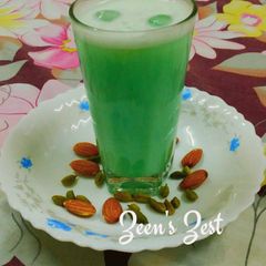A picture of Elaichi Badam Sharbat/Green Cardamom Almond Sharbat.